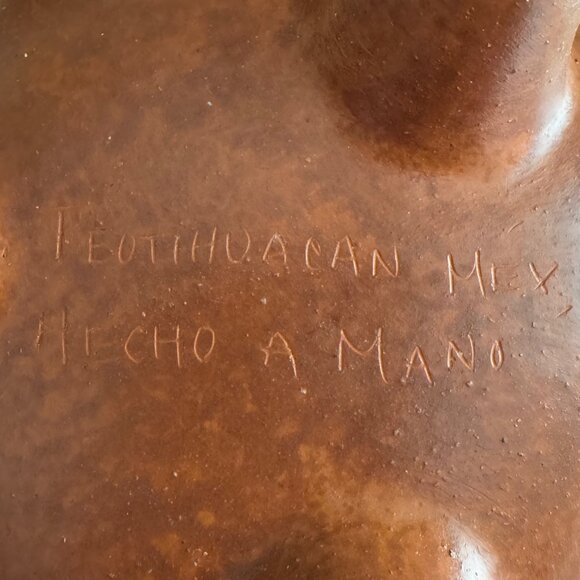 Hand Made Terra Cotta Pottery Signed by Hecho A Mano From Teotihuacan Mex - Picture 6 of 6